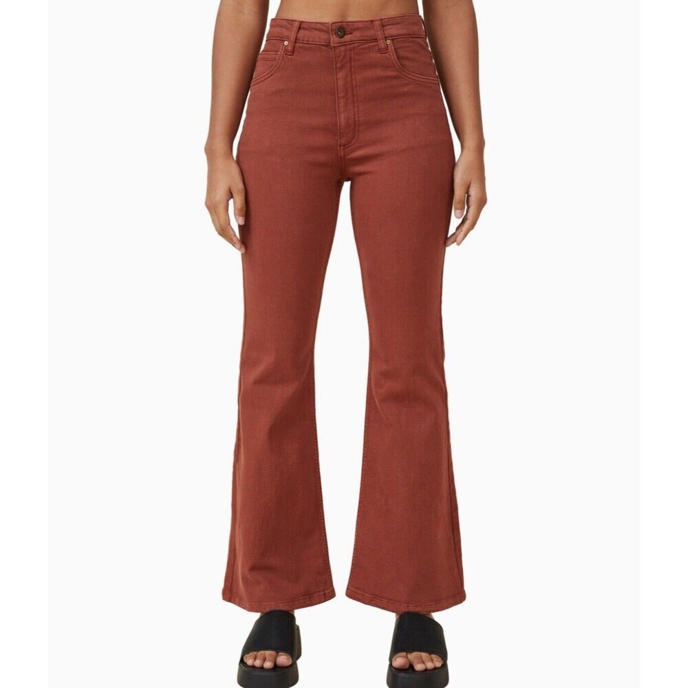 Cotton On Fall Brown Jeans Womens 12 Original Flare‎ High Rise Casual Boho Style